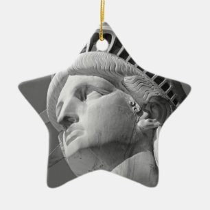 Black & White Close-up Statue of Liberty Ceramic Ornament