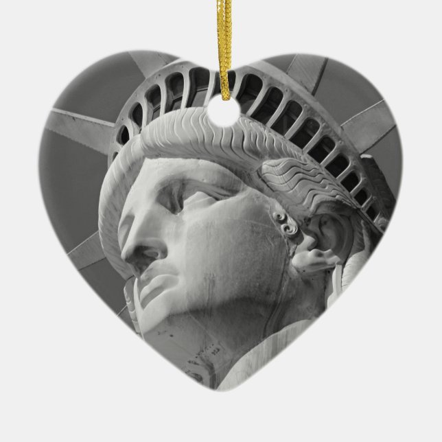 Black & White Close-up Statue of Liberty Ceramic Ornament (Front)