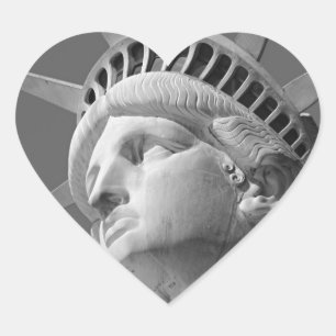 Black & White Close-up Statue of Liberty Heart Sticker