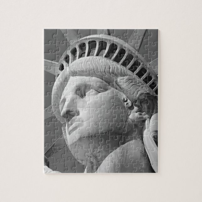 Black & White Close-up Statue of Liberty Jigsaw Puzzle (Vertical)