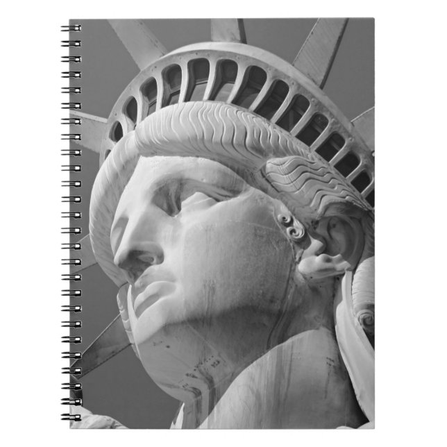 Black & White Close-up Statue of Liberty Notebook (Front)