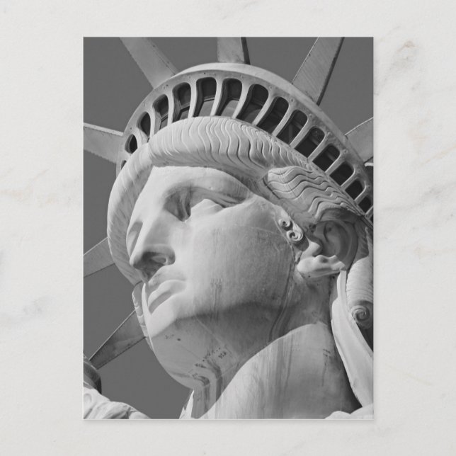 Black & White Close-up Statue of Liberty Postcard (Front)
