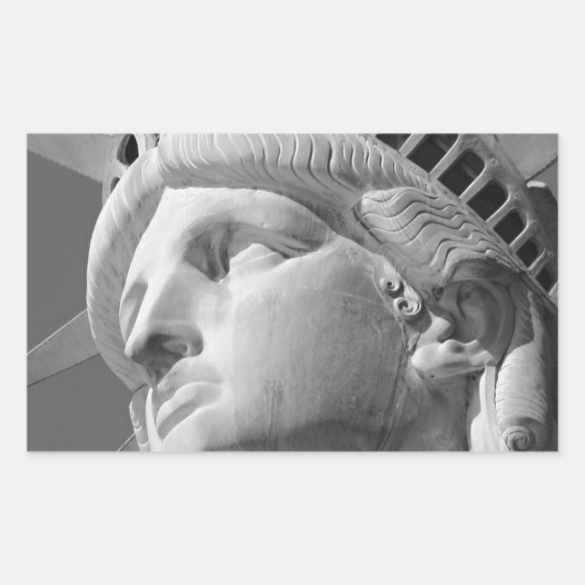 Black & White Close-up Statue of Liberty Rectangular Sticker (Front)