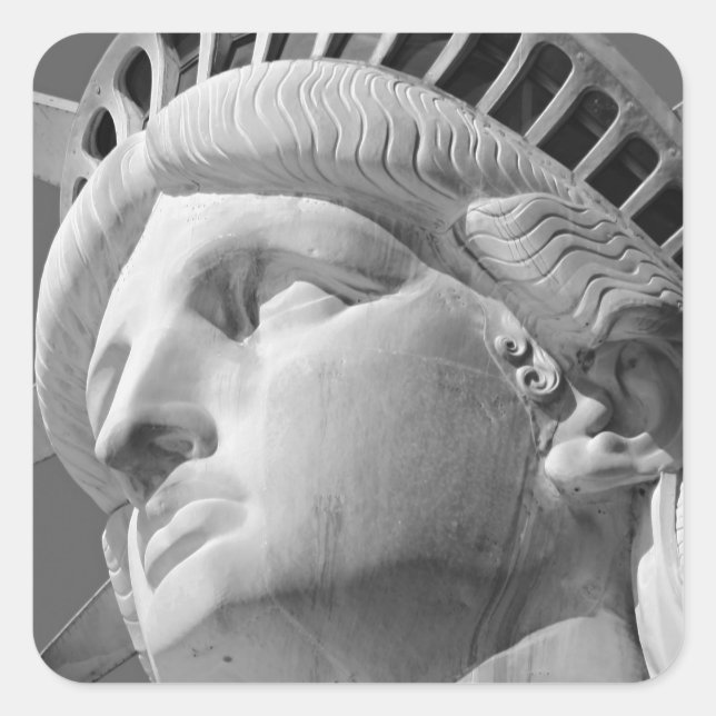 Black & White Close-up Statue of Liberty Square Sticker (Front)