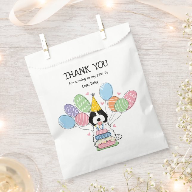 Black White Cockapoo Cavapoo Birthday Party  Favour Bag (Clipped)