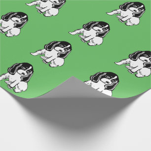 Black White Cocker Spaniels Green Wrapping Paper