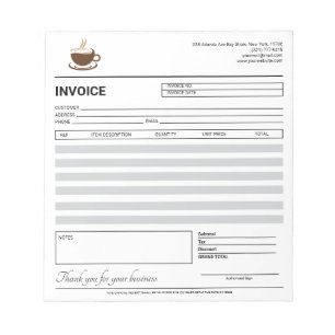 Black & White Coffee Shop Invoice / Receipt Notepad