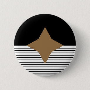 Black White Colorblock & Brown Diamond 6 Cm Round Badge