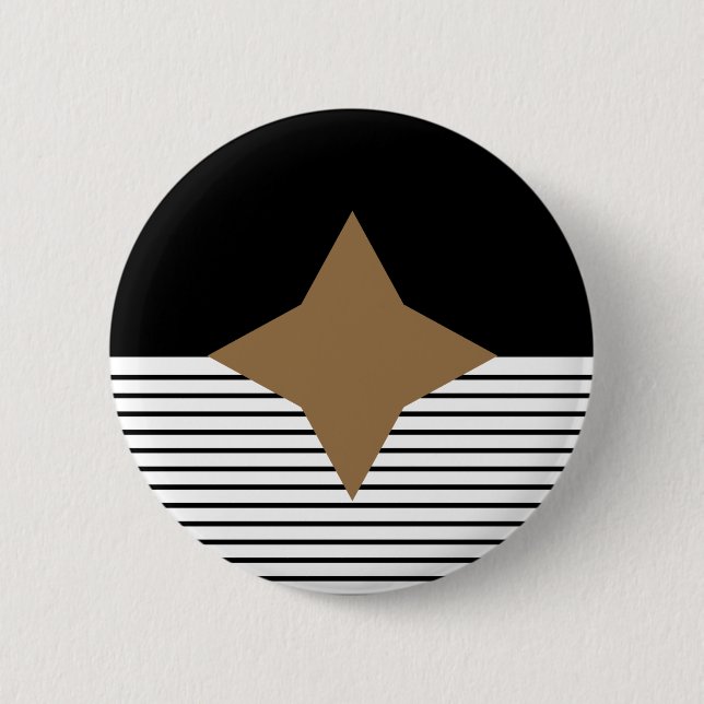 Black White Colorblock & Brown Diamond 6 Cm Round Badge (Front)