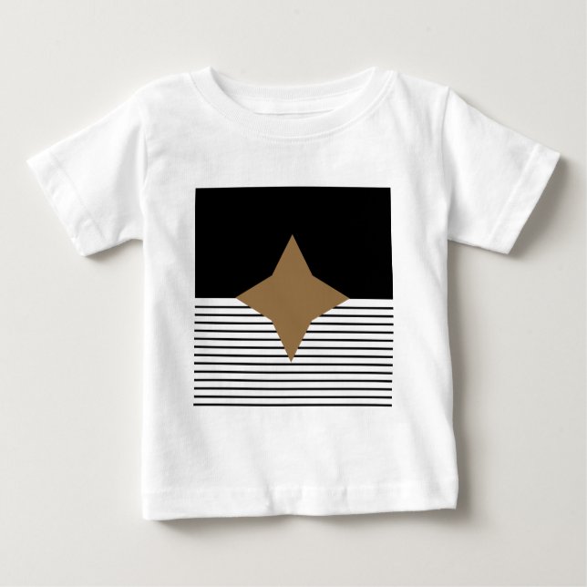 Black White Colorblock & Brown Diamond Baby T-Shirt (Front)