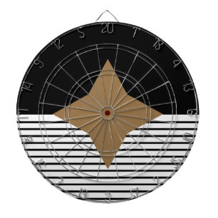 Black White Colorblock & Brown Diamond Dartboard