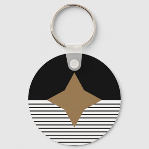 Black White Colorblock & Brown Diamond Key Ring