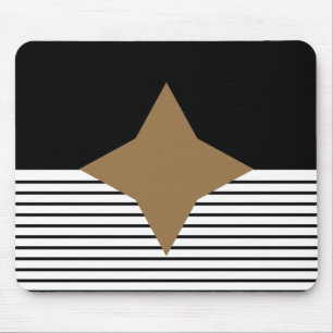 Black White Colorblock & Brown Diamond Mouse Pad
