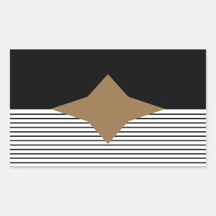Black White Colorblock & Brown Diamond Rectangular Sticker