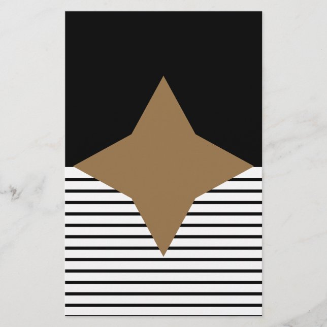 Black White Colorblock & Brown Diamond Stationery (Front)