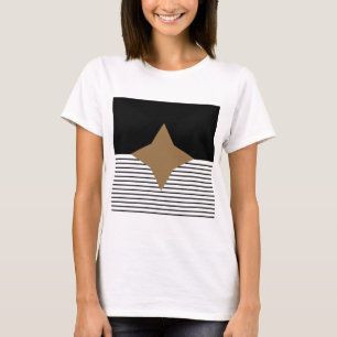 Black White Colorblock & Brown Diamond T-Shirt