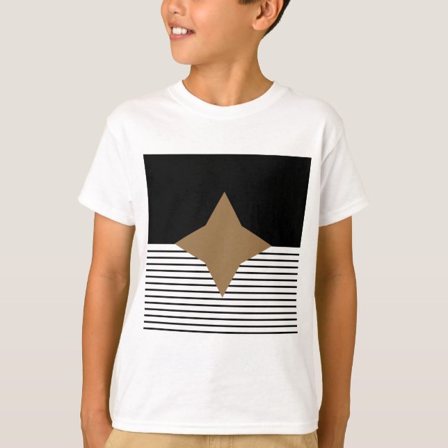 Black White Colorblock & Brown Diamond T-Shirt (Front)
