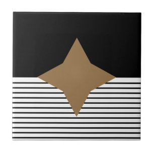 Black White Colorblock & Brown Diamond Tile