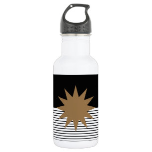 Black White Colorblock & Brown Sun 532 Ml Water Bottle