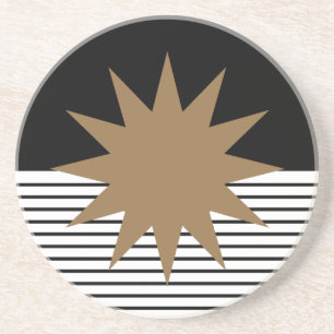Black White Colorblock & Brown Sun Coaster