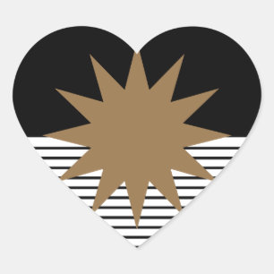 Black White Colorblock & Brown Sun Heart Sticker