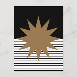 Black White Colorblock & Brown Sun Postcard