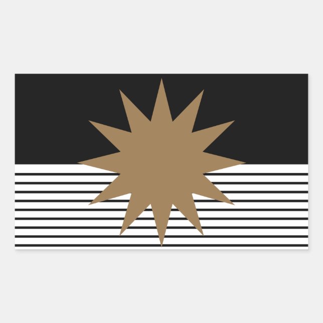 Black White Colorblock & Brown Sun Rectangular Sticker (Front)