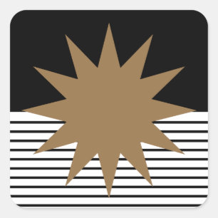 Black White Colorblock & Brown Sun Square Sticker