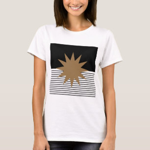 Black White Colorblock & Brown Sun T-Shirt