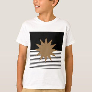 Black White Colorblock & Brown Sun T-Shirt