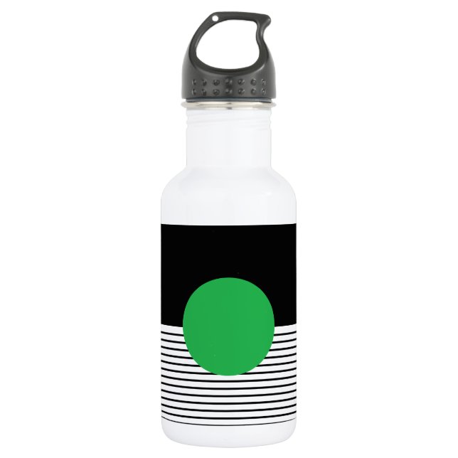 Black White Colorblock & Green Circle 532 Ml Water Bottle (Front)
