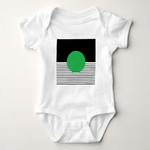 Black White Colorblock & Green Circle Baby Bodysuit