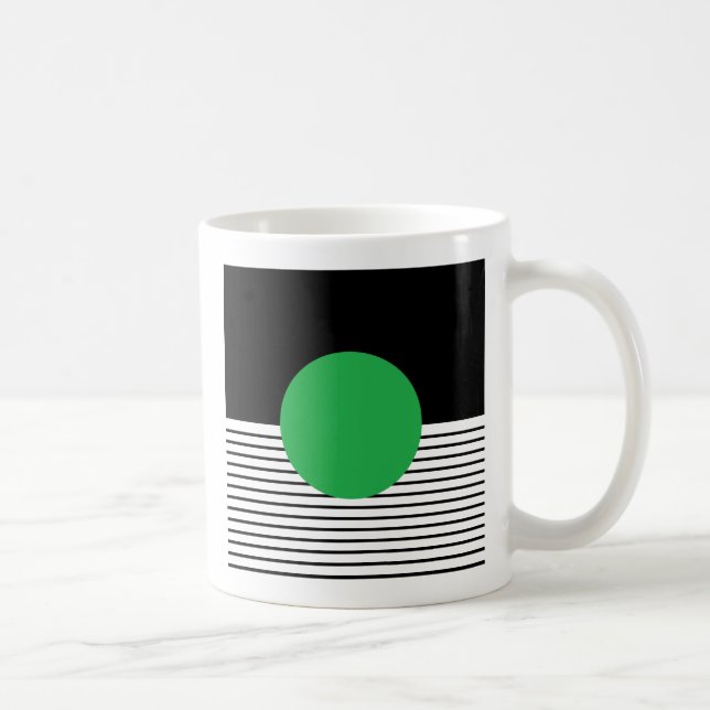 Black White Colorblock & Green Circle Coffee Mug (Right)