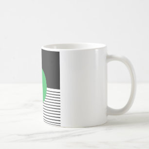 Black White Colorblock & Green Circle Coffee Mug