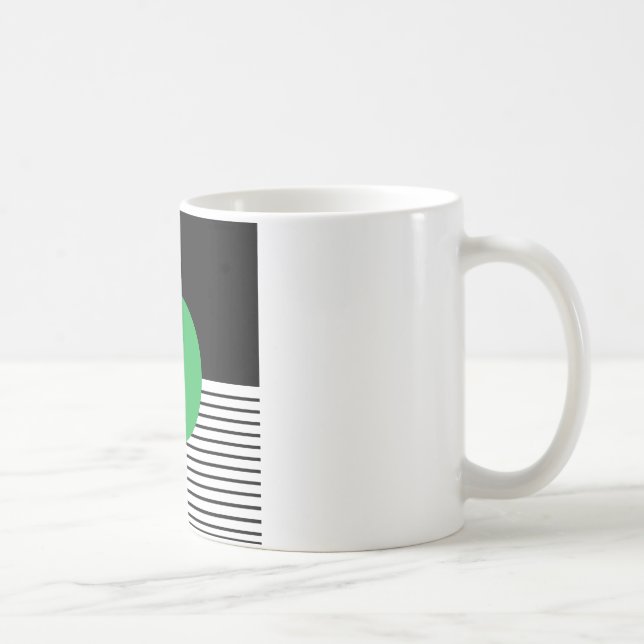 Black White Colorblock & Green Circle Coffee Mug (Right)