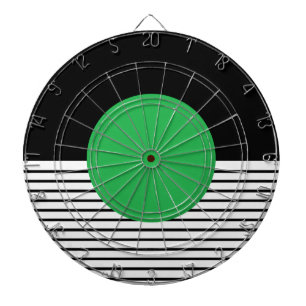 Black White Colorblock & Green Circle Dartboard