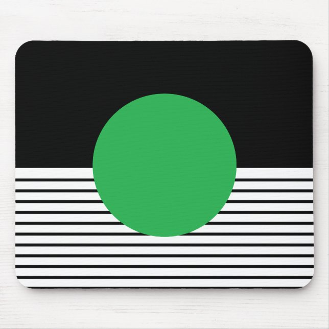 Black White Colorblock & Green Circle Mouse Pad (Front)