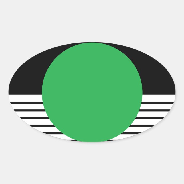 Black White Colorblock & Green Circle Oval Sticker (Front)