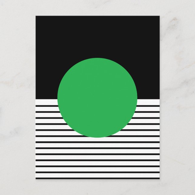 Black White Colorblock & Green Circle Postcard (Front)