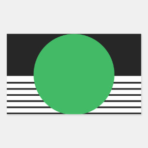 Black White Colorblock & Green Circle Rectangular Sticker