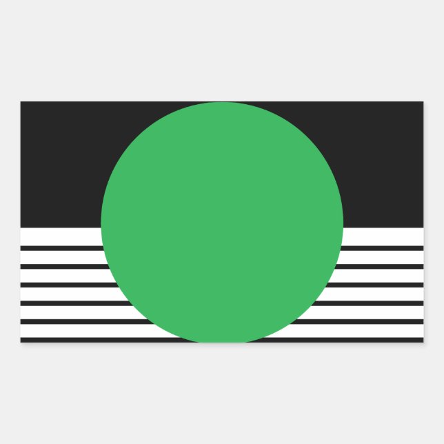 Black White Colorblock & Green Circle Rectangular Sticker (Front)