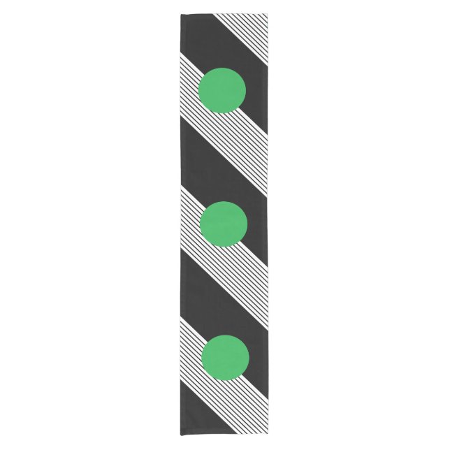 Black White Colorblock & Green Circle Short Table Runner (Front)