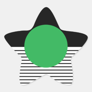 Black White Colorblock & Green Circle Star Sticker