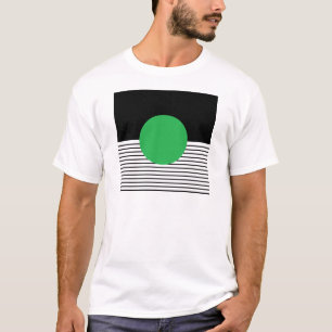 Black White Colorblock & Green Circle T-Shirt