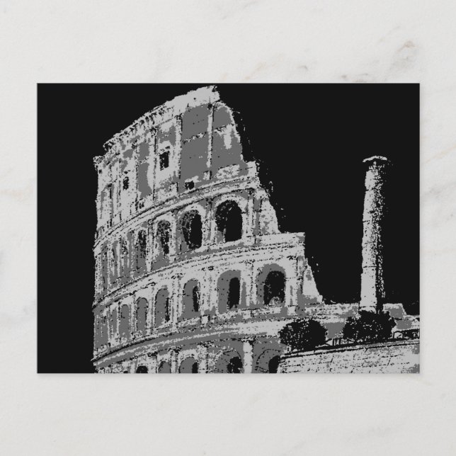 Black & White Colosseum Postcard (Front)