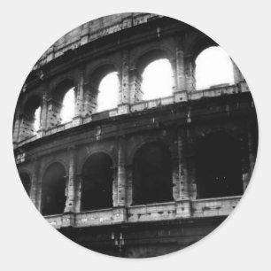 Black White Colosseum Roman Empire Classic Round Sticker