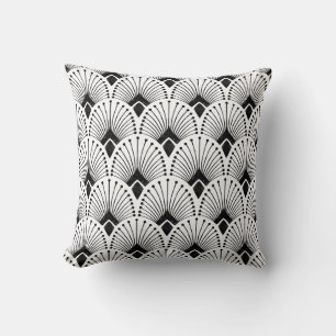 Black white colour,Art Deco,Geometric patterns,Bol Cushion