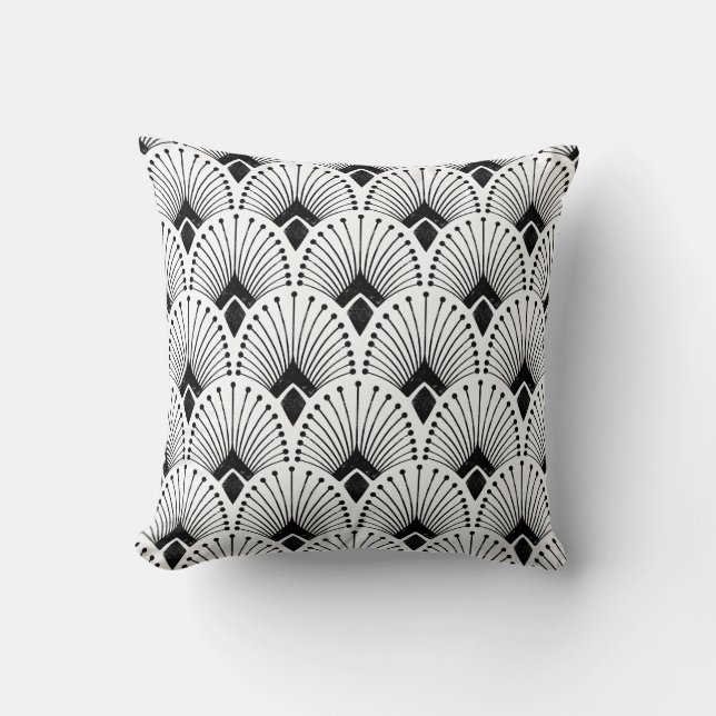 Black white colour,Art Deco,Geometric patterns,Bol Cushion (Front)