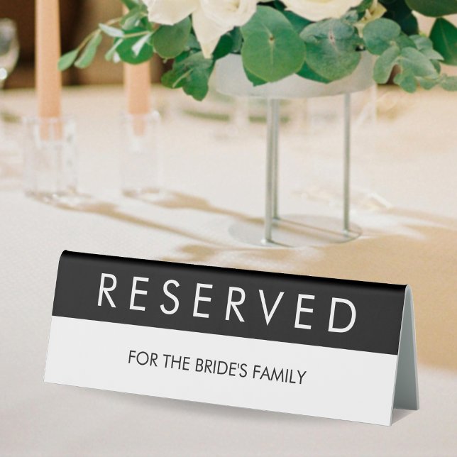 Black & White Colour Block Wedding Reserved (Black & White Color Block Wedding Reserved Table Tent Sign)