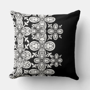 Black & White Colour Me Abstract Petals Pillow